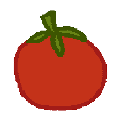 a simple drawing of a red tomato